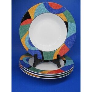 Victoria & Beale ACCENTS Set Of 4 Vintage 8 1/2" Rimmed Soup Cereal Bowls EC